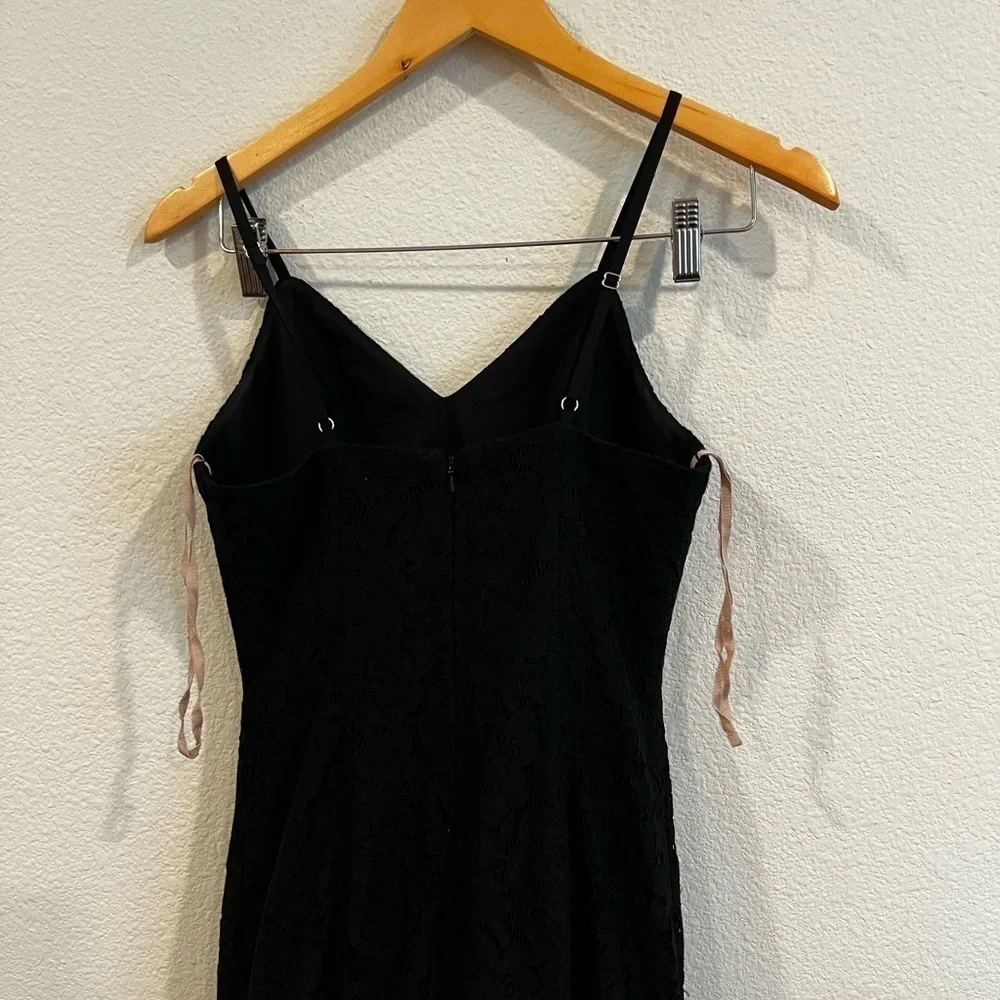 Fame and Partners black lace maxi dress with dramatic slit size 0